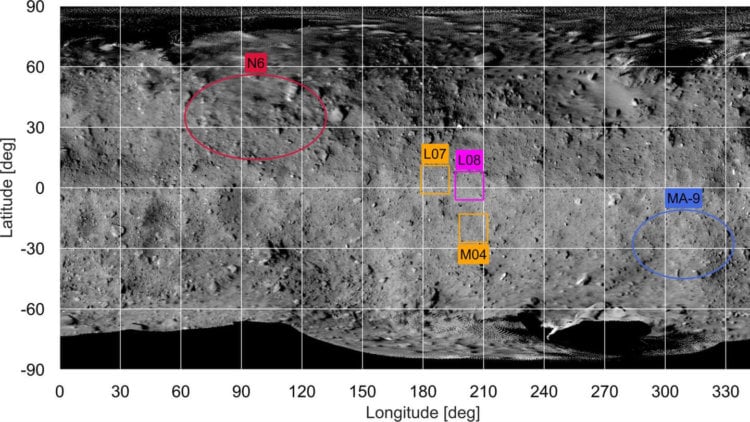 Ученые выбрали места посадок на астероид Рюгу в рамках миссии «Хаябуса-2». Фото.