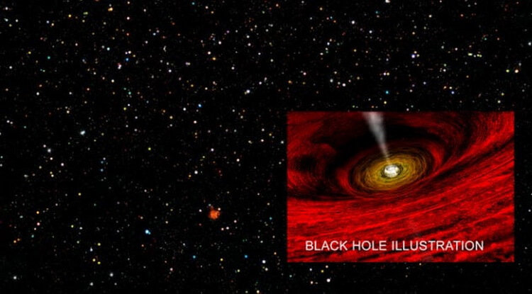 Множество черных дыр промежуточной массы. Иллюстрация черной дыры. Фото.