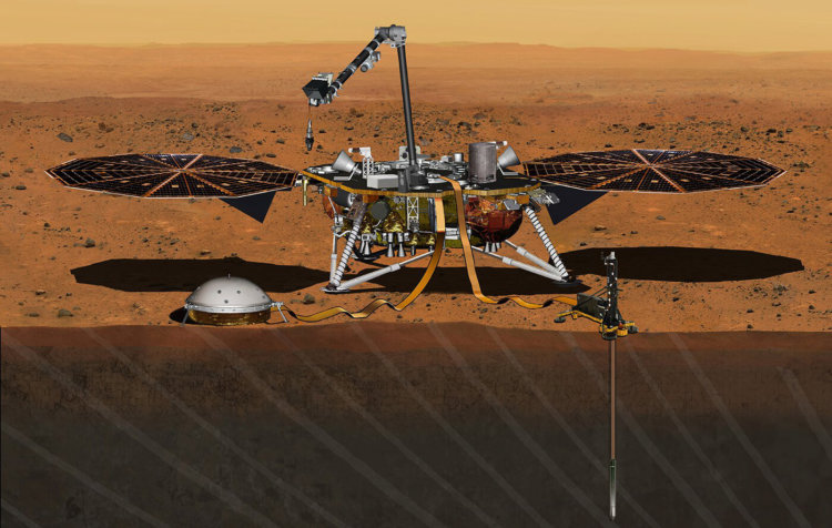 Модуль InSignt развернул солнечные панели и отправил новую фотографию поверхности Марса. Фото.