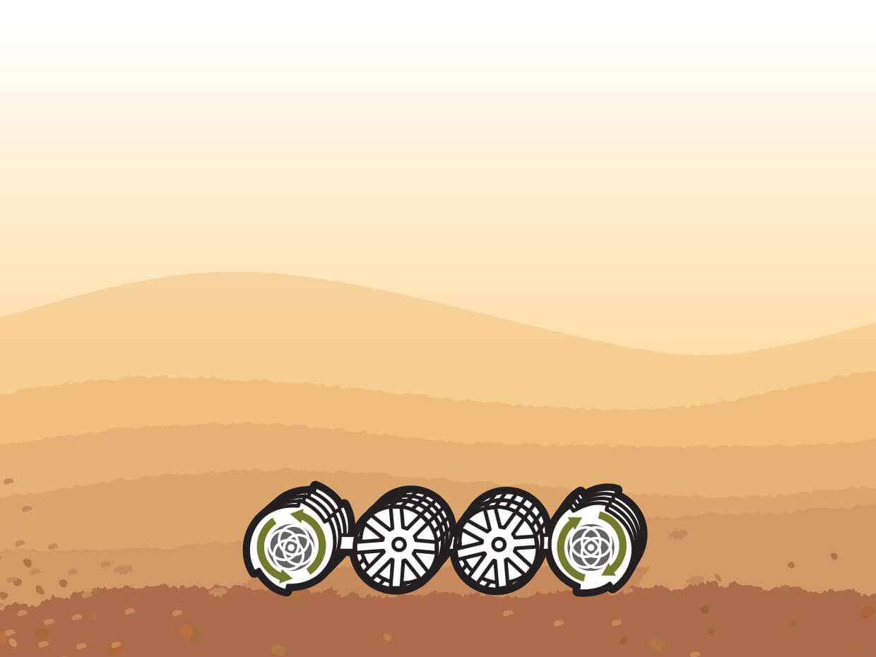 Как добываются ресурсы на Марсе. Разработка: Колесный робот производит забор реголита вращающимися ковшами с забороными отверстиями. Фото.