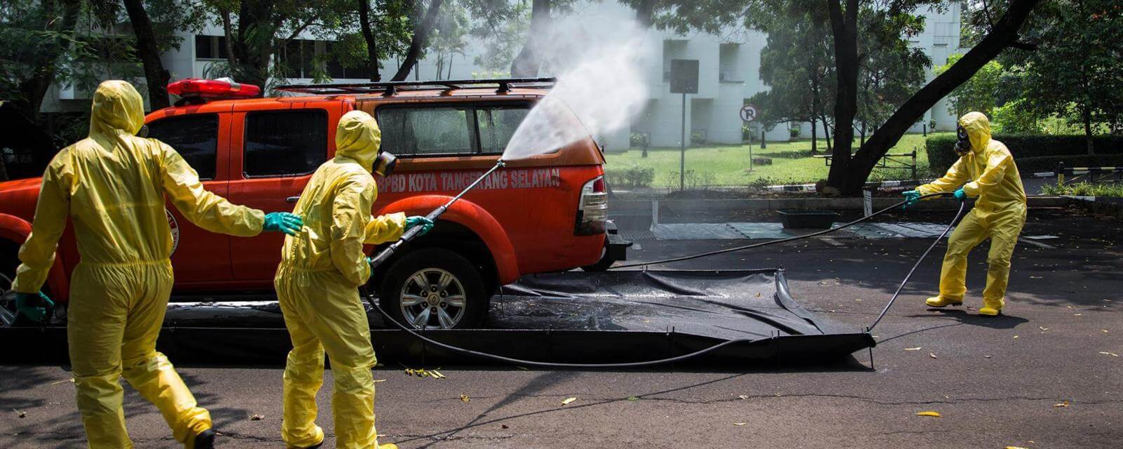 Обработка всего является обязательной мерой при эпидемии. Фото.