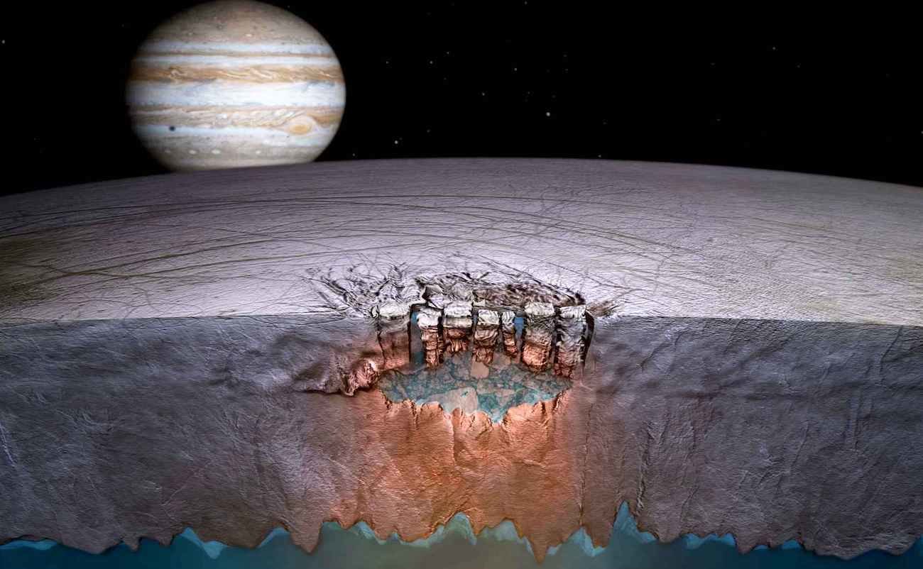NASA разрабатывает «туннельного бота» с ядерным реактором для поиска жизни на Европе. Фото.