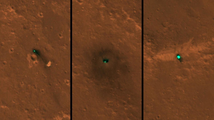 Марсианский аппарат InSight попал на первые снимки из космоса. Фото.