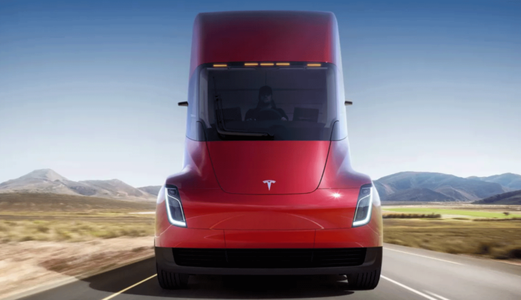 На дорогах США была замечена новая версия грузовика Tesla Semi. Фото.