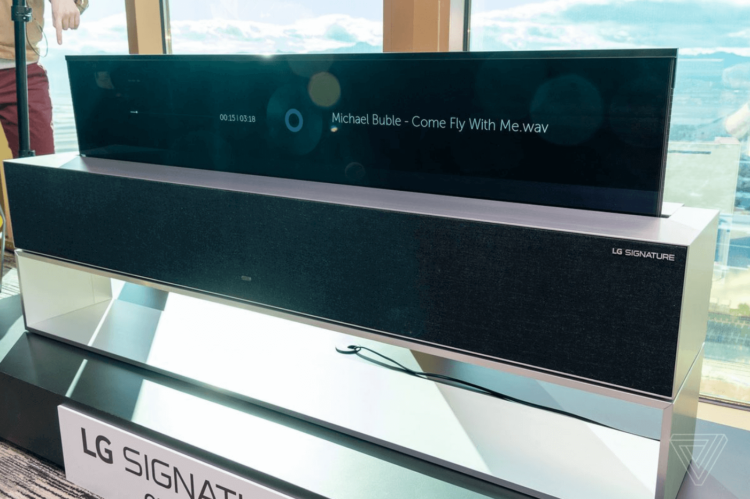 #CES | LG начнет продавать телевизоры рулонами по астрономическим ценам. Двойной интеллект Signature OLED TV R. Фото.