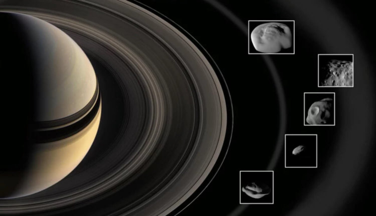 Ученые нашли объяснение странной форме спутников Сатурна. Фото.