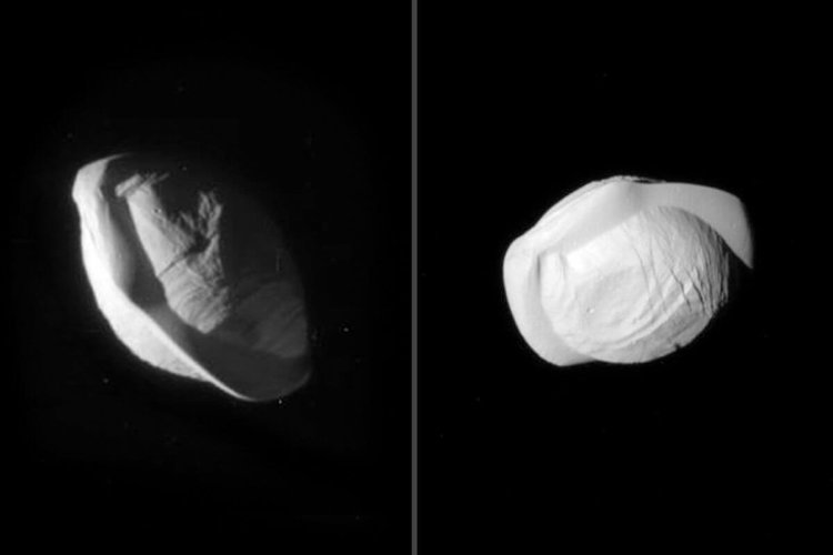 Ученые нашли объяснение странной форме спутников Сатурна. Фото.