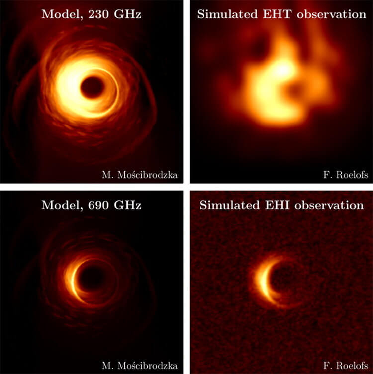 Астрономы предложили идею, как получить еще более четкие изображения черной дыры. В пять раз более четкие изображения. Фото.