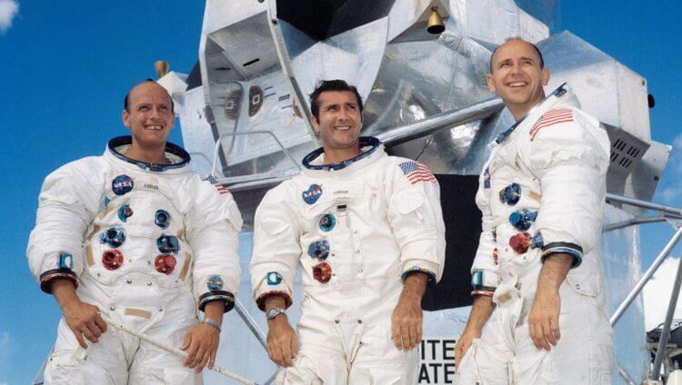 Вторая высадка на Луну «Аполлон-12». Cлева направо: Чарльз Конрад, Ричард Гордон, Алан Бин. Фото.