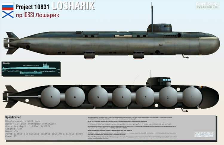 Трагедия на подводной лодке: как устроены БС-136 «Оренбург» и АС-12 «Лошарик». А вот сравнительные размеры «Оренбурга» и «Лошарика». Фото.