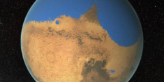 Удар астероида породил цунами разрушительной силы на Марсе. Фото.