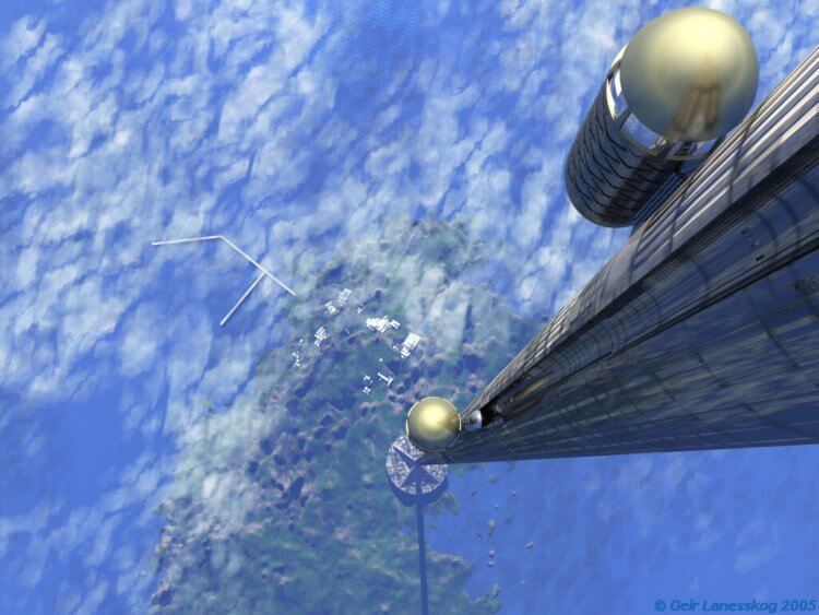 Что предлагают ученые на этот раз. Возможный вид на Землю с космического лифта. Фото.