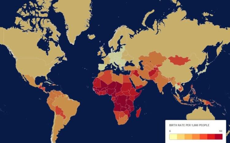 Что произойдет когда население Земли перестанет расти? Красным отмечены регионы с наиболее высоким уровнем рождаемости. Фото.