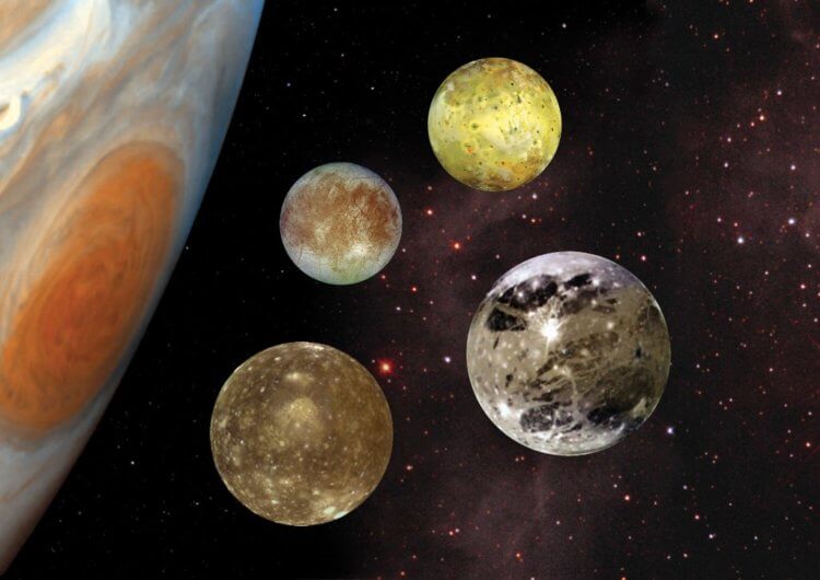 Можно ли построить колонию на спутнике Юпитера? Галилеевы спутники Юпитера: Ганимед, Каллисто, Европа и Ио. Фото.