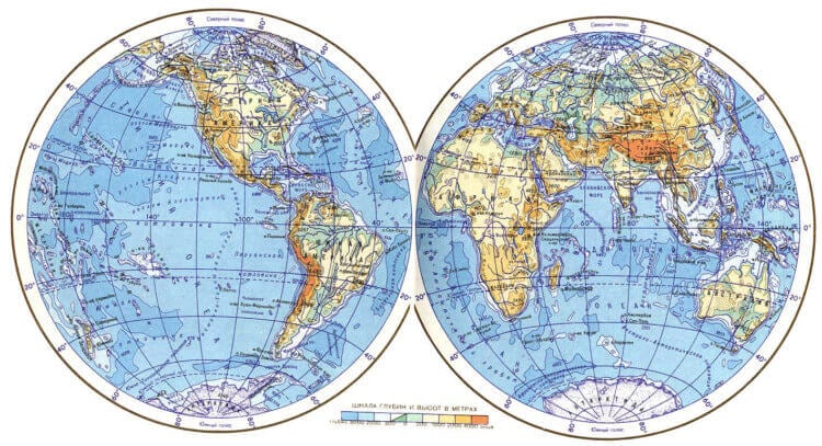 Сколько континентов существует на Земле? Так выглядит полная физическая карта мира. Фото.