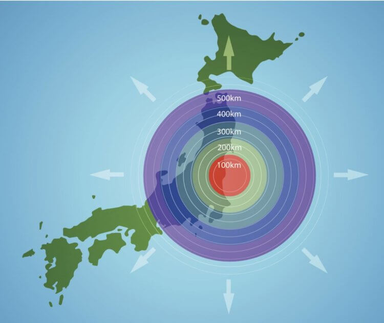 Фукусима, Япония. Карта радиационного заражения. Фото.