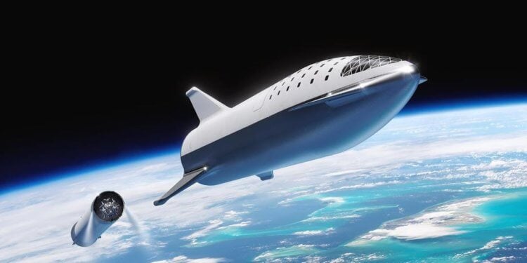 Первый орбитальный полет космического корабля Starship. Космический корабль SpaceShip будет вмещать до 100 пассажиров. Фото.