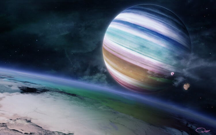 Может ли возникнуть жизнь на спутнике экзопланеты? Вокруг Kepler-1625b вращается огромный спутник, размером с Нептун. Фото.