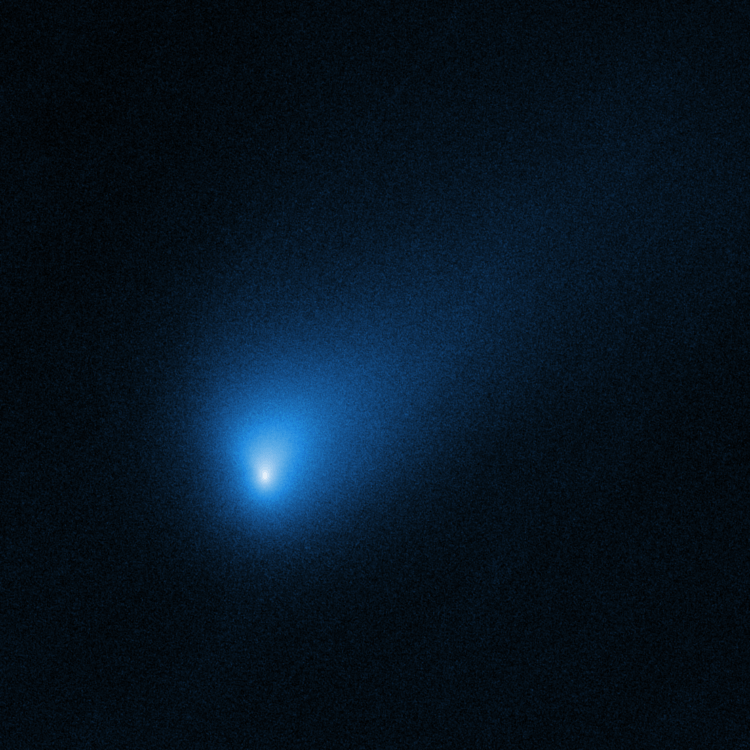 Nasa поделилось фотографиями первой межзвездной кометы. Изображение кометы 2I/Borisov, сделанное телескопом Хаббл 12 октября 2019 года. Фото.