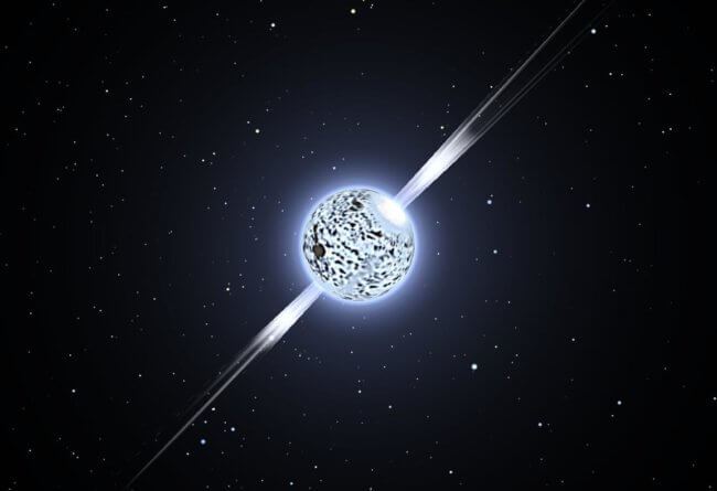 Столкновение нейтронных звезд образует стронций — элемент, тяжелее железа. Фото.