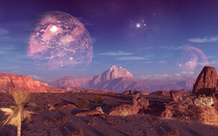 Как могут выглядеть экзопланеты, вращающиеся вокруг холодных звезд? Пейзаж экзопланеты в представлении художника. Фото.