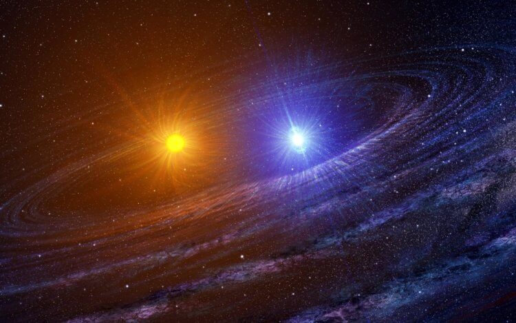 Загадочный радиосигнал озадачил астрономов. Возможно, открыт новый тип Солнечной системы. Система двойных выглядит так. Фото.