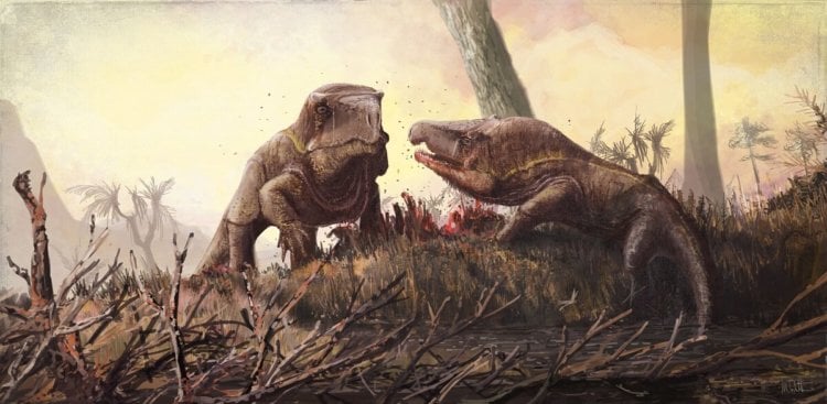 Почему у древних хищников были огромные головы? Так выглядели гаряинии по мнению художника. Фото.