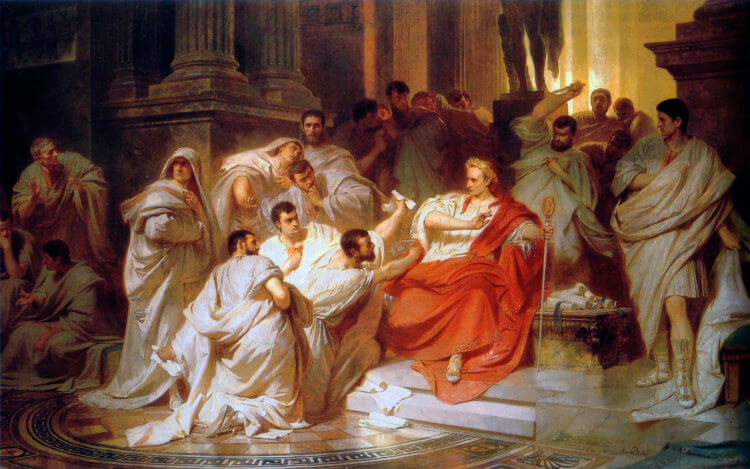 Как часто происходили убийства правителей? Юлий Цезарь умер после получения 23 ран. Фото.