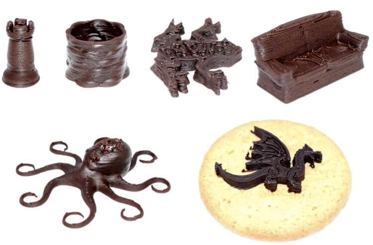 Можно ли печатать конфеты на 3D-принтере? Сладости, напечатанные шоколадными чернилами Ci3DP. Фото.