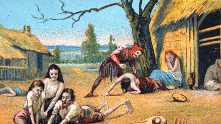 Из-за чего сотни лет назад в Европе возникло массовое голодание людей? Изображение времен Великого голода в 1315-1317 годы. Фото.
