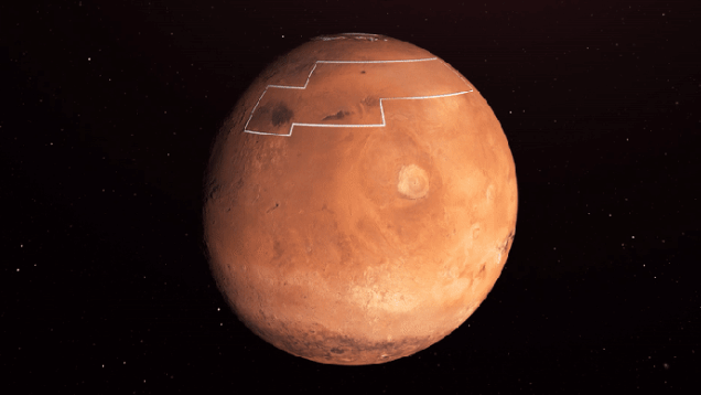 Где на Марсе посадить звездолет? Район с обильными (и при этом относительно доступными) залежами льда. Фото.