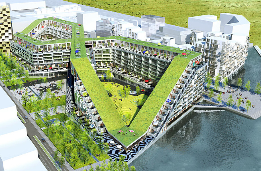 Дом «возьмерка», построенный датским архитектором Бьярке Ингельсом. Фото.