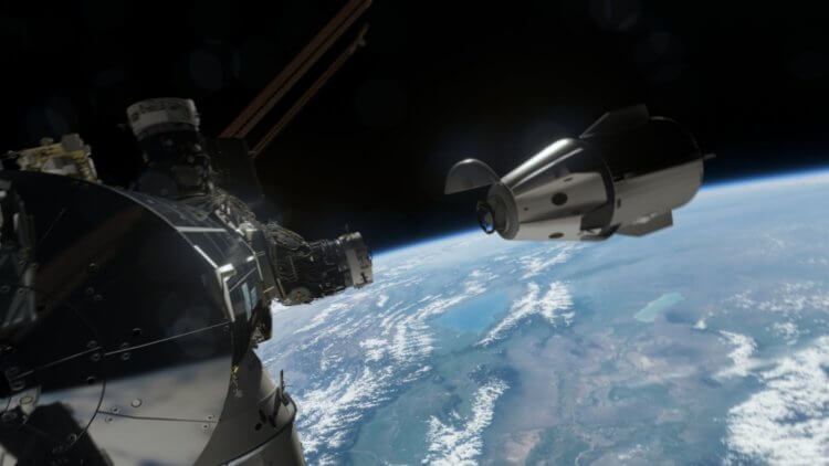 Первый полет людей на корабле Crew Dragon. Стыковка корабля SpaceX Crew Dragon с Международной космической станцией. Фото.