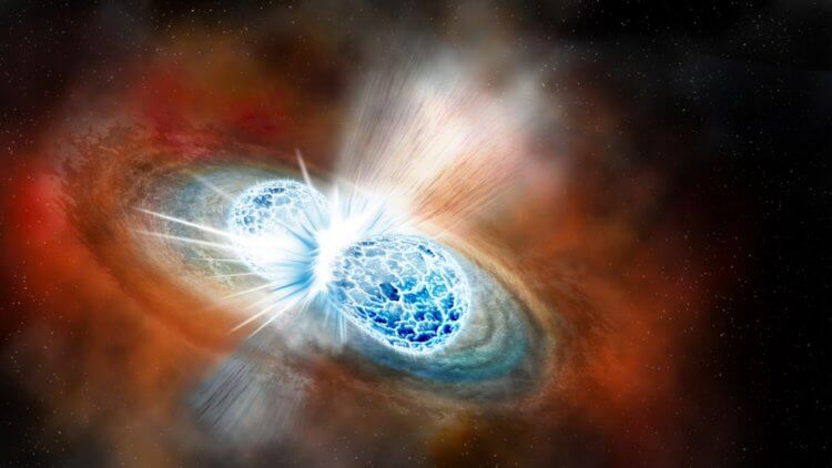 Взрыв нейтронных звезд. Ученым удалось пронаблюдать слияние двух нейтронных звезд. Фото.