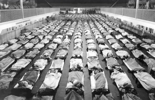 Самые крупные эпидемии. Так выглядели импровизированные госпитали времен «испанки». Фото.