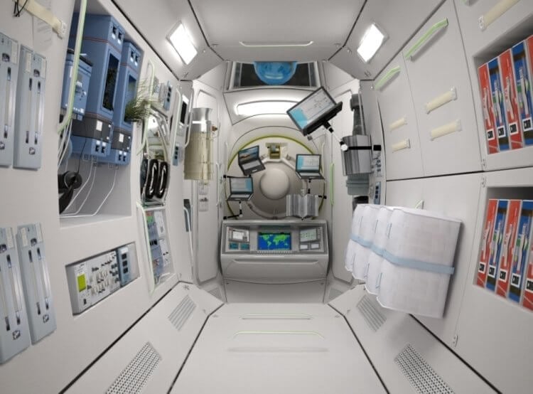 На МКС хотят построить космический отель. Концепт интерьера гостиничной капсулы на МКС. Фото.