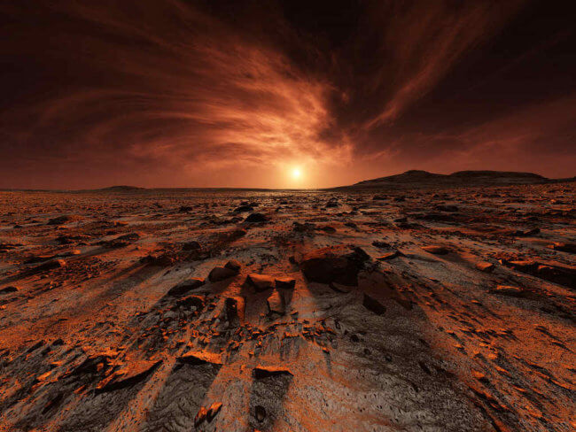 Соленая вода периодически появляется на Марсе. Фото.