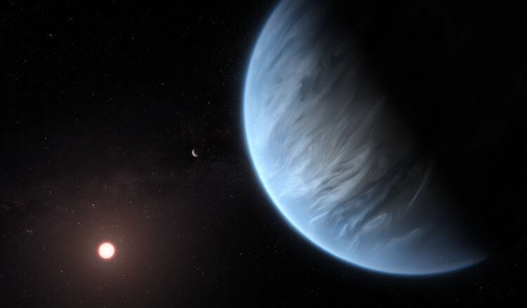 Обнаружен новый потенциально обитаемый мир. Экзопланета K2-18b в представлении художника. Фото.