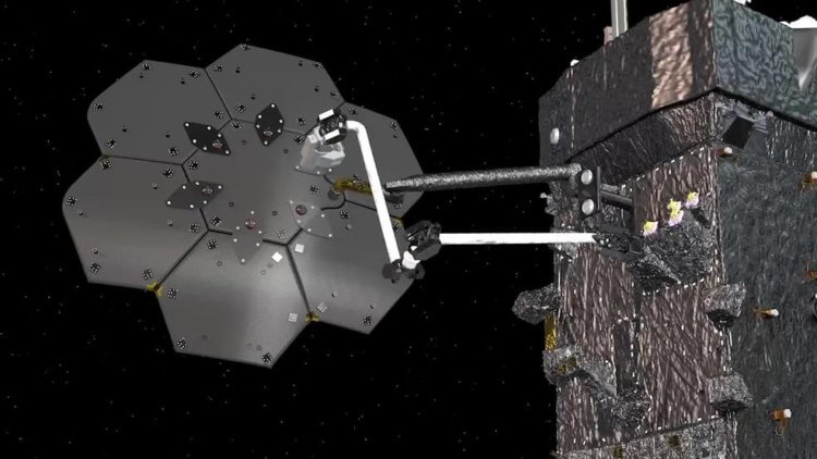 NASA займется сборкой космических аппаратов прямо на орбите Земли. Примерно так будет выглядеть сборка космической антенны. Фото.