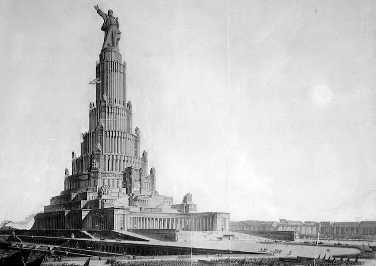Какое здание будет самым высоким в мире. Если бы строительство завершили, Дворец Советов мог бы выглядеть так. Фото.