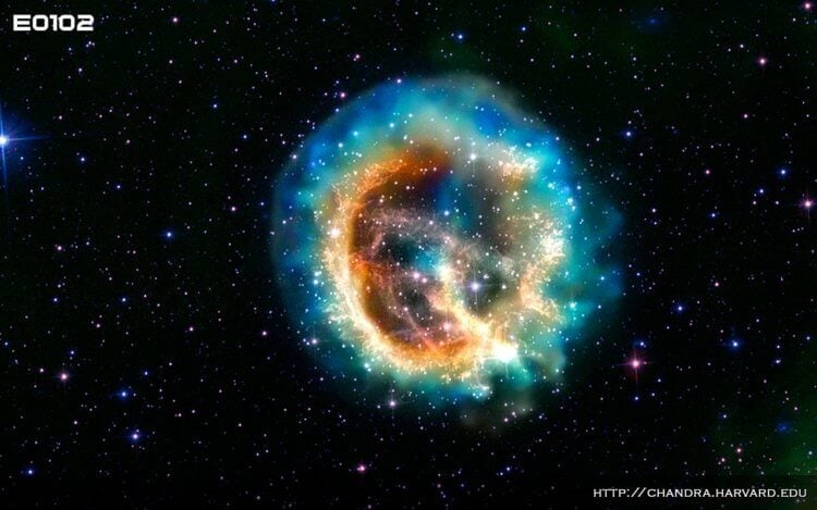 Ближайшая к Земле сверхновая стала причиной массового вымирания 2,6 млн лет назад. Это составное изображение показывает остаток сверхновой 1E 0102.2-7219, которая, возможно, стала причиной массового вымирания на Земле. Снимок получен с помощью радиотелескопа обсерватории Европейского космического агентства Chandra. Фото.