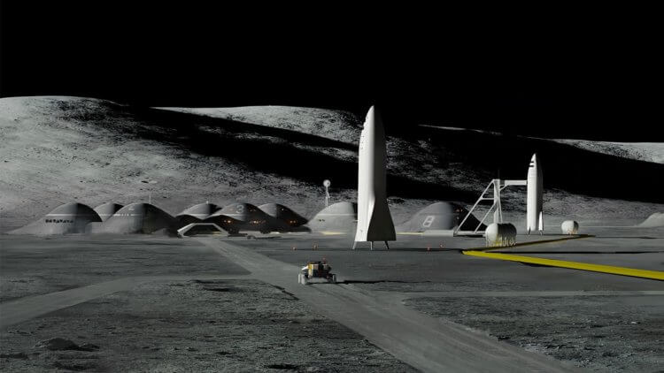 Лунная база SpaceX. Примерно так будет выглядеть лунная база SpaceX. Фото.