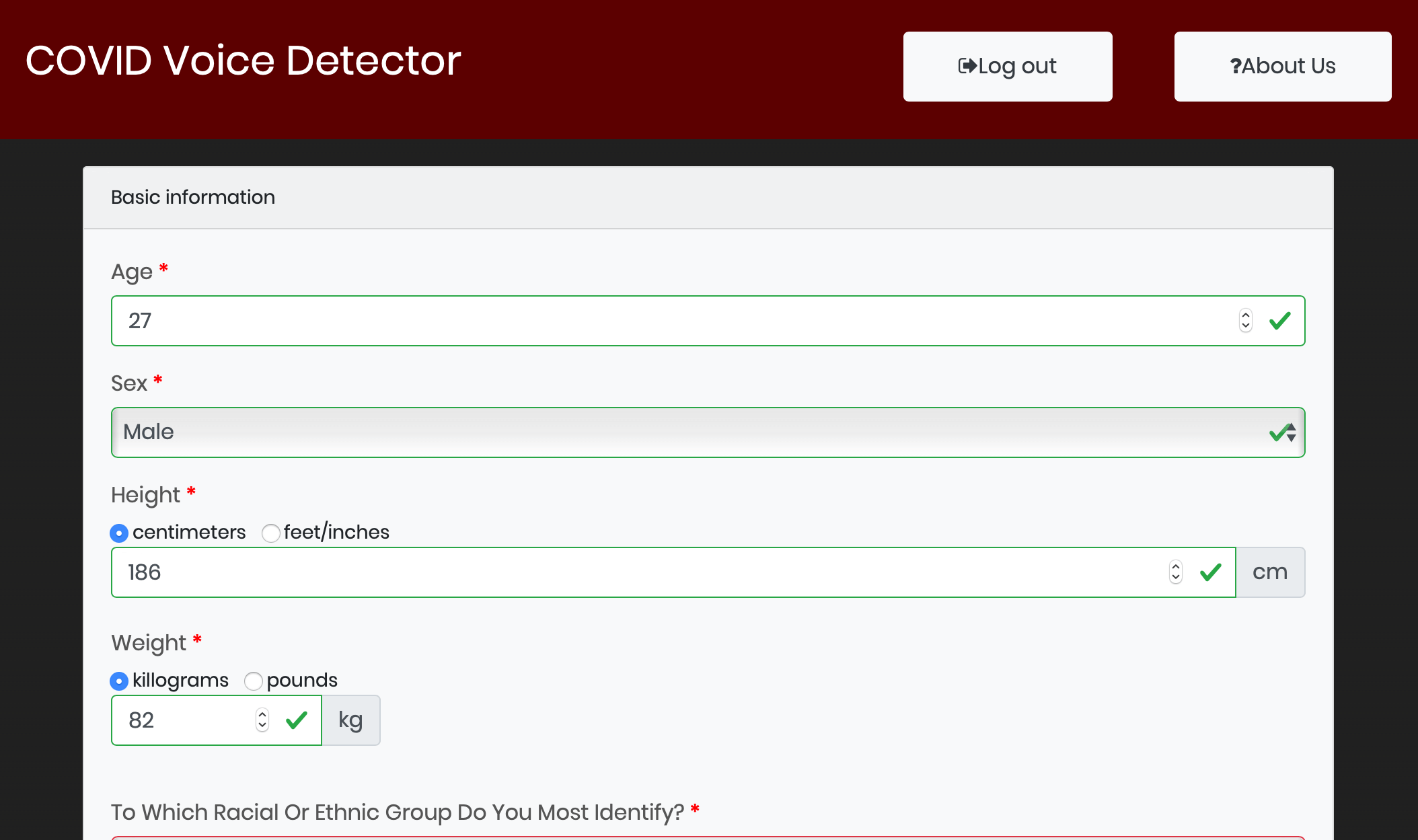 Пункты по порядку: возраст, пол, рост, вес, раса. Фото.