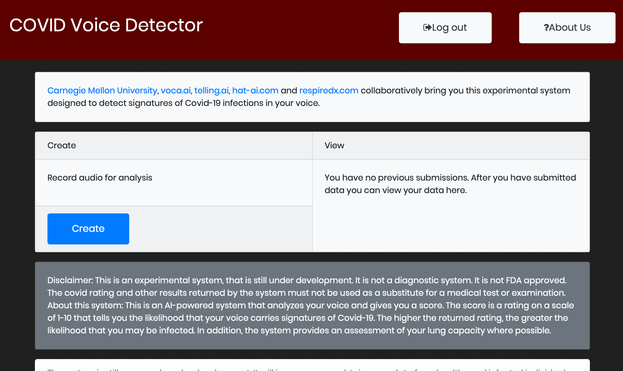 Чтобы начать проходить тест, нужно нажать Create. Фото.