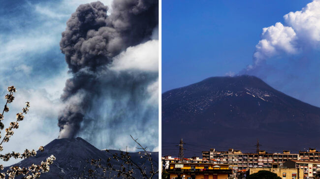 В Италии проснулся крупнейший вулкан Европы. Фото.