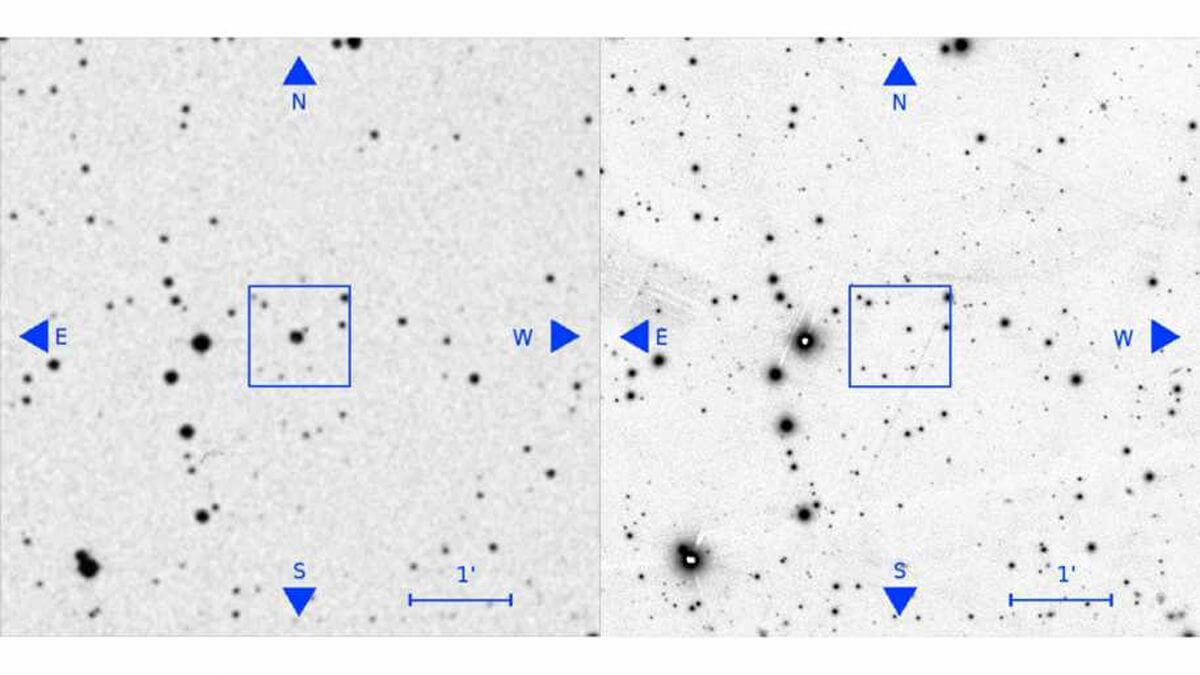 На изображении участки звездного неба, на которых пропали источники света. Фото.