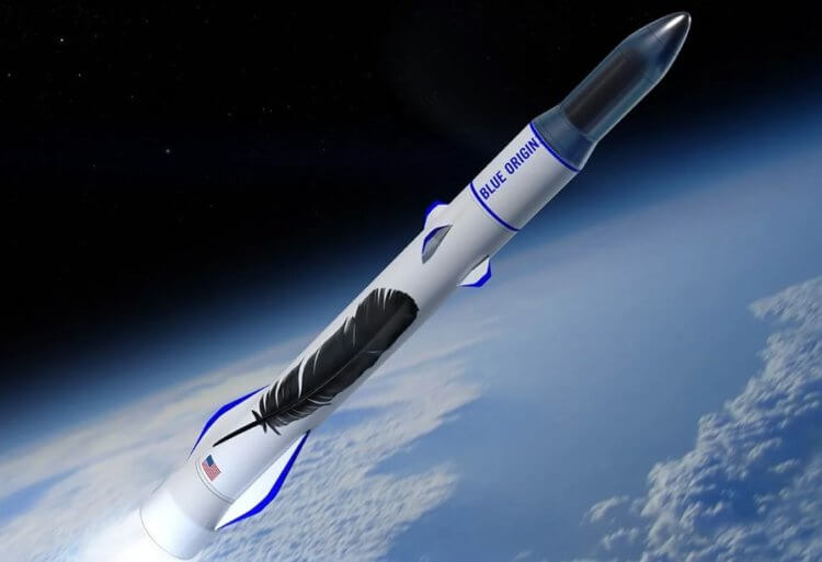 Космический туризм. New Glenn — ракета компании Blue Origin, разрабатываемая с 2012 года. По размерам она будет больше туристической New Shepard, но ее главной задачей будет доставка спутников на орбиту Земли. Фото.