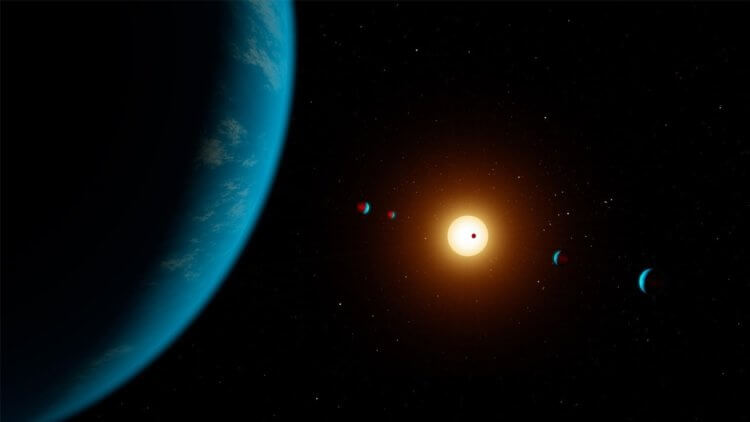 Необычные планеты. Из всех планет, которые вращаются вокруг звезды HD 158259 только одна землеподнобная планета каменистого типа. Фото.