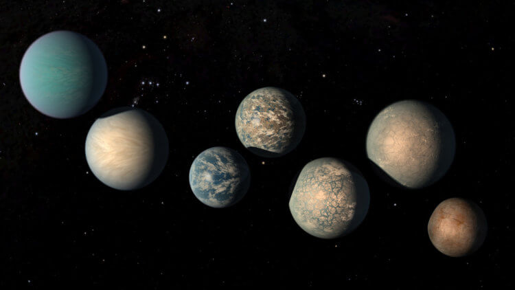 Необычные звездные системы. Так выглядят планеты системы Trappist-1. Фото.