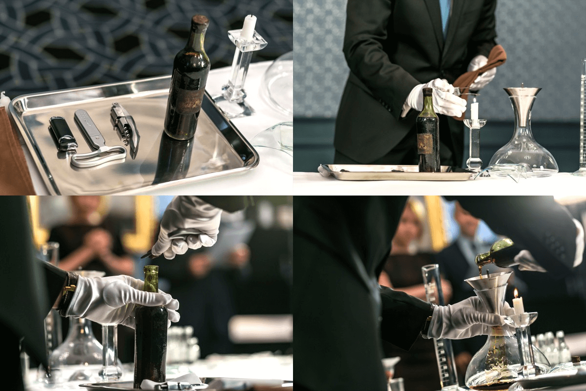 Торжественный момент открытия третьей бутылки. Фото.